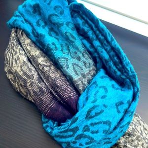 Leopard Scarf Purple Turquoise Grey
